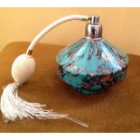 Art Deco mottled glass perfume atomiser flecked with gold in the style of Venetian/Murano glass