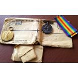 Pair WWI service medals awarded to J T Webster Royal Engineers in original envelope to Flinton