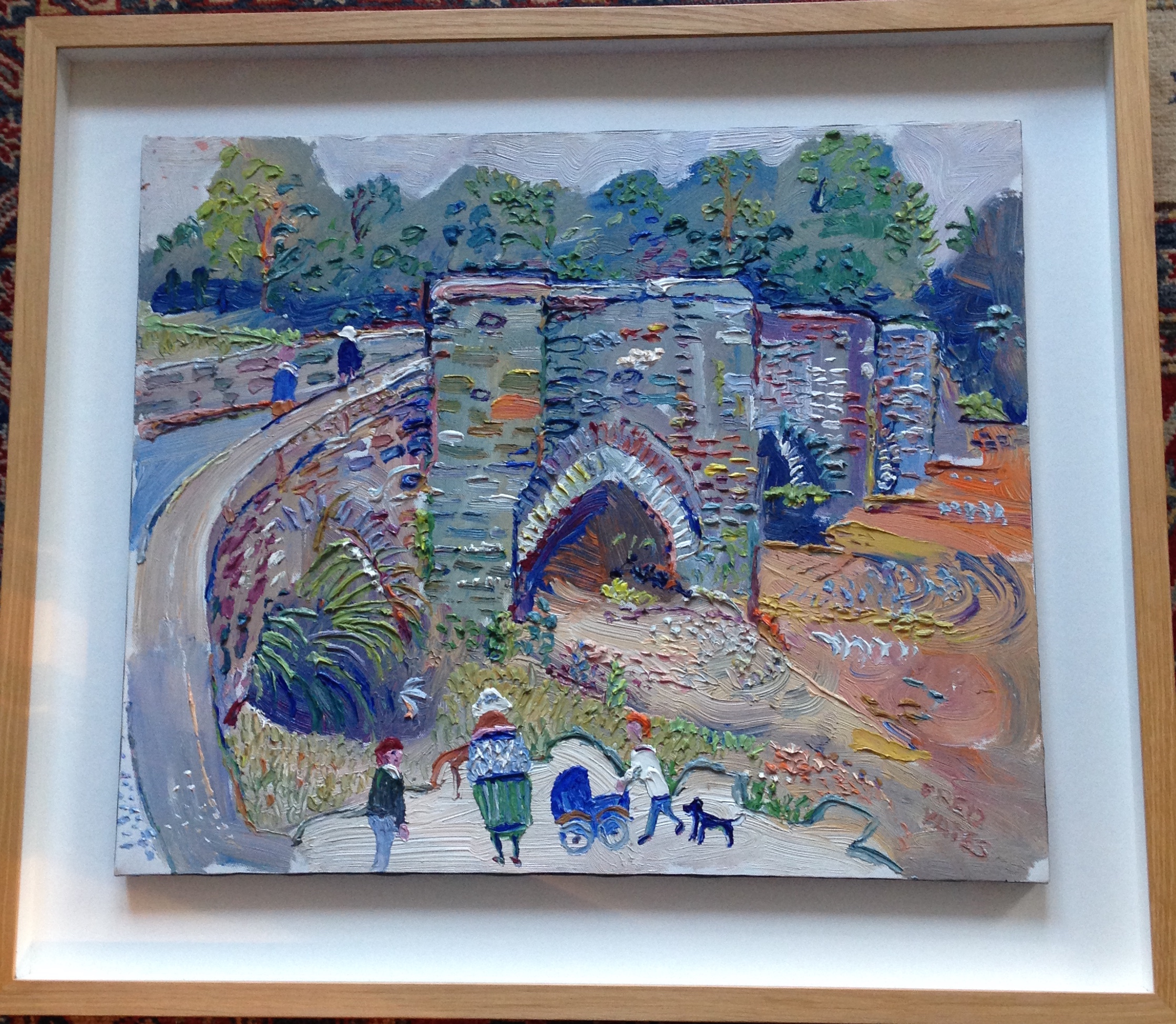 Fred Yates 1922-2008 "The Village Bridge" in oils