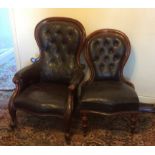 Two Victorian upholstered mahogany chairs