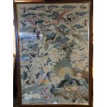 Fine quality chinese silk panel "A Hundred Birds" with some faults