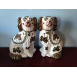 Pair mid 19th c Staffordshire dogs