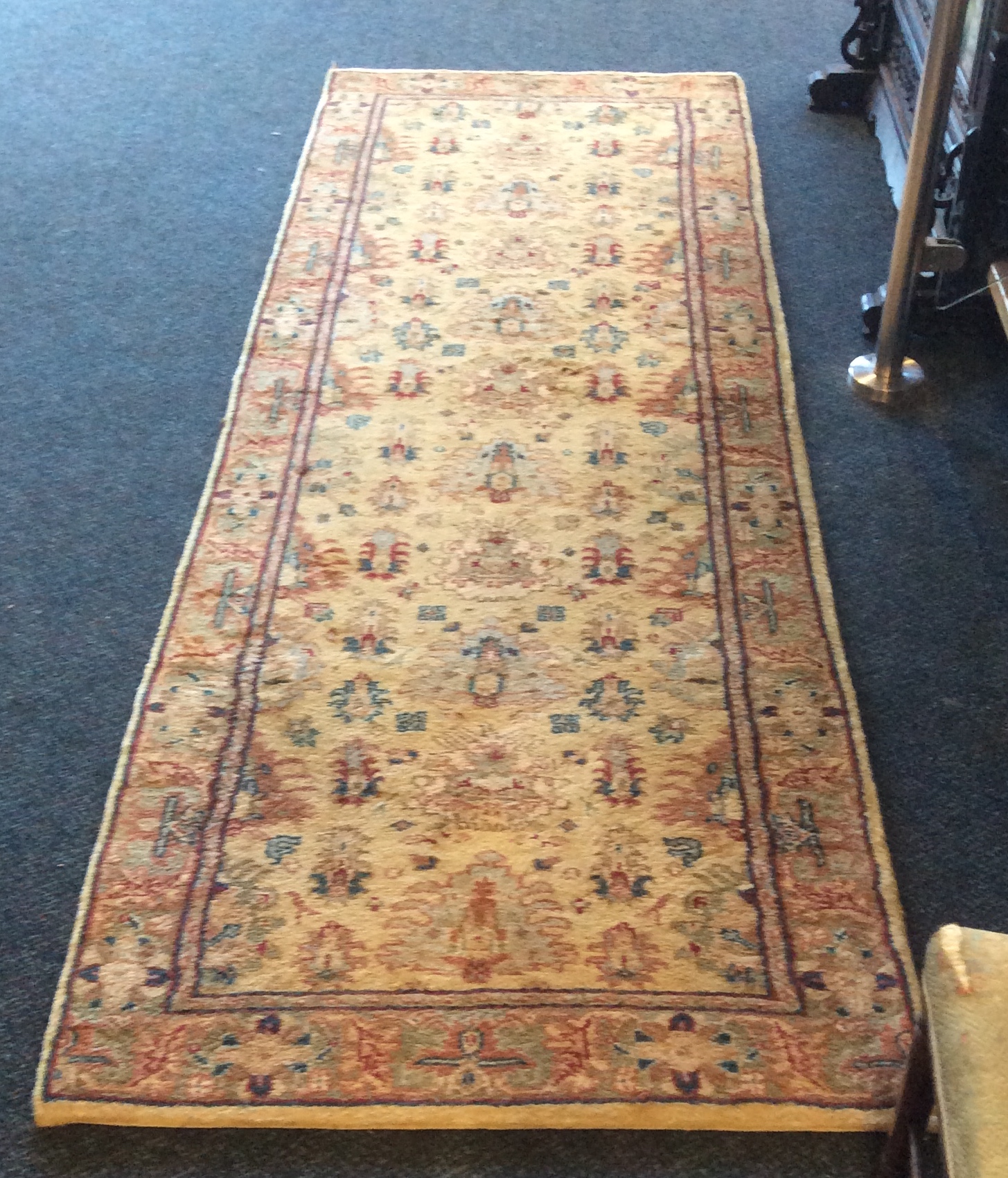 Oriental hand knotted runner brown hues 2.7 x 9.1 m