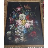 Large still life of flowers in a vase signed indistinctly r