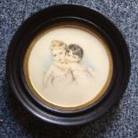 Superb circular miniature of two children