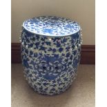 Chinese 19th c blue and white porcelain garden seat