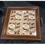 Tile tray with brass handles