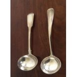 Two small silver ladles 1 W Eley London 1822 and 1 London 1901