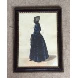 A good silhouette of a lady in a blue gown worm holes to paper but not on the subject