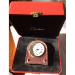 Cartier clock with guilloche enamel decoration in original box