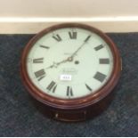 Good quality wall clock with single fusee movement the dial signed R E Coates Wakefield