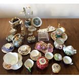 A collection of miniature ceramics inc. Limoges, Coalport etc.