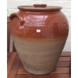 Large lidded stoneware bin