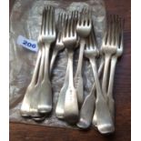 Good set of twelve London silver dessert forks 21 oz