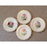 Four 19th c porcelain botanical plates