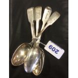 Set of six fiddle pattern silver teaspoons 3.6 oz