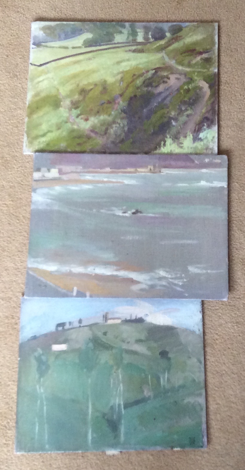 Three oil on board sketches, W.O.Hutchison.