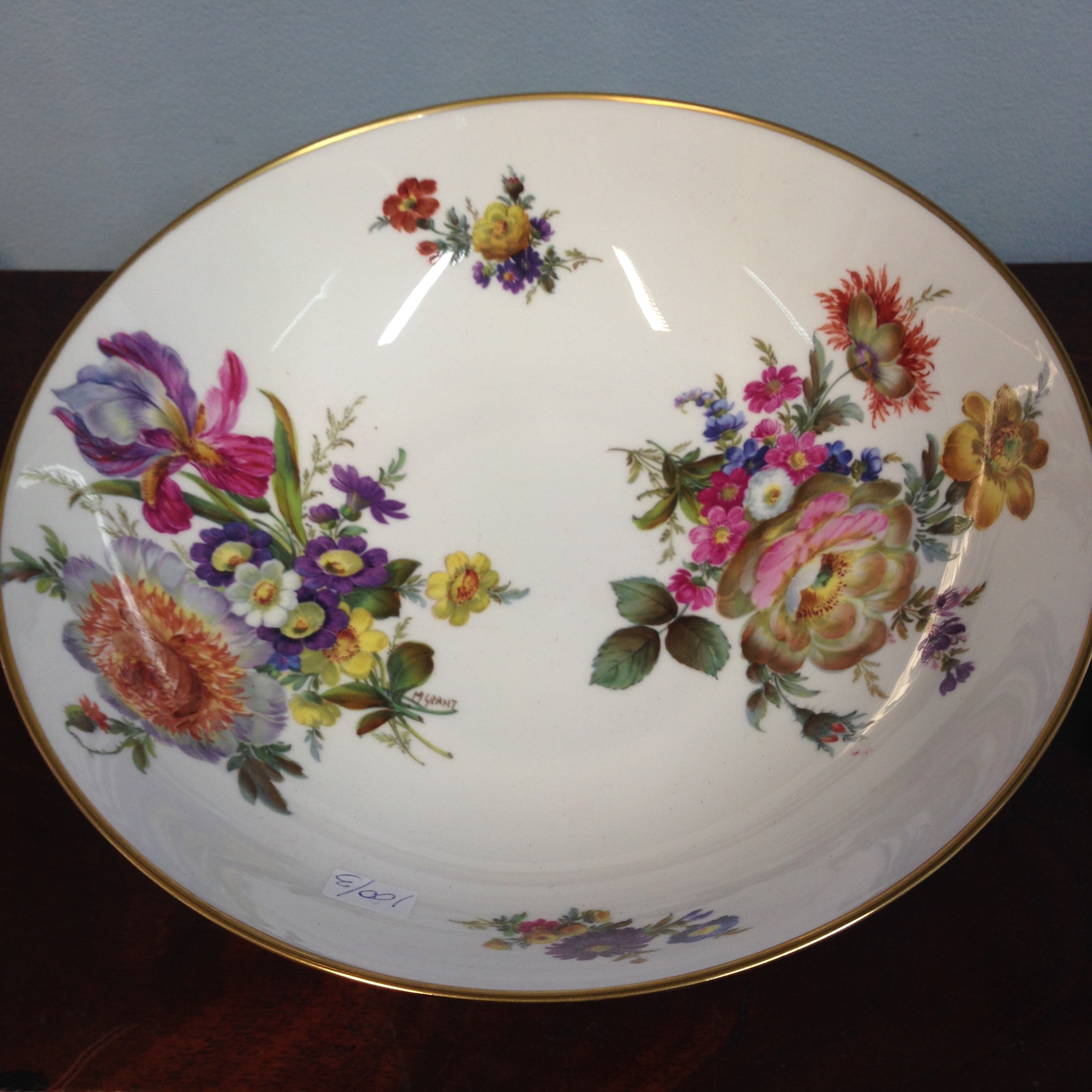 Fine quality Caverswall hand painted bowl signed by the artist M.Grant "Summer”