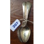 Six Georgian teaspoons by P & W Bateman 2.5 oz