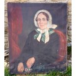 Victorian oil on canvas portrait of a formidable lady