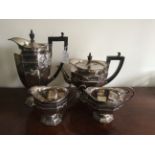 Four piece silver tea service Sheffield 1914 49ozs
