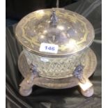 Silver plated and cut glass biscuit barrel