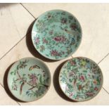 Eight celadon porcelain plates some a/f