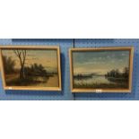 Pair of oil on canvas landscapes by A .W. Keith