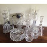 Box lot glassware including candle holders etc