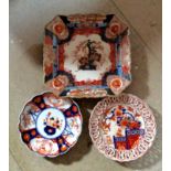 Three pieces Japanese imari porcelain