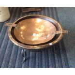 Large cream bowl on stand with strainer