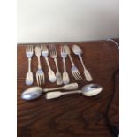 Six dessert forks and three dessert spoons Exeter 1855 J & J Williams 13.5 oz