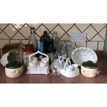 Box lot kitchenalia, bottles, jelly moulds etc.