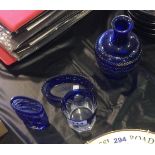 Four blue glass items inc. cased work