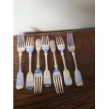 Set of 6 Exeter silver table forks 1855 by James and Josiah Williams