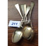 Eight various London silver teaspoons 3.8 oz