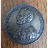 Bronze screw top circular box commemorating the Duke of Wellington and the Battle of Waterloo in