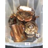 Copper tankard, a kettle etc.