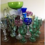 Box lot various coloured glass wares