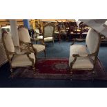 Pair good quality carved gilt wood armchairs and matching sofa