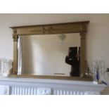 Corinthian columned 19th c overmantle mirror (overpainted)