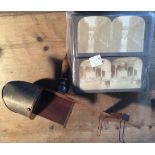 Vintage stereoscopic viewer and approx. 70 slides