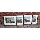 Four framed 19th c hunting prints