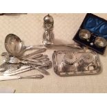 Assortment of quality plated ware inc. inkstand, salts etc.