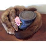 Fur wrap and vintage ladies hat