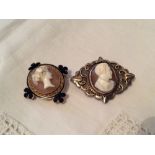 Two Victorian cameo brooches