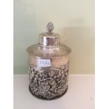 William Comyns 1895 silver circular tea caddy