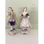 Pair continental porcelain figures a lady and gentleman