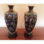 Pair Chinese cloisonne enamel vases c1900