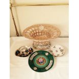 Continental porcelain basket and five small dishes inc. Dresden
